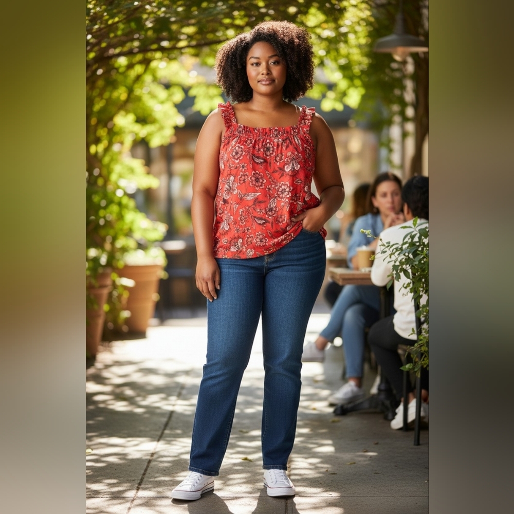 Floral Red Sleeveless Top
